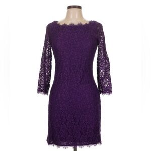 Diane Von Furstenberg Zarita Women's Size 4 Purple Lace Cocktail Party Dress